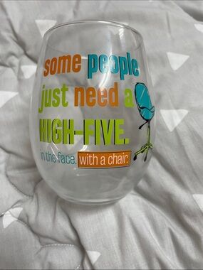 Humorous Stemless Wine Glass - "Some People Just Need a High-Five"